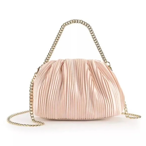LC Lauren Conrad Molly Ruched Clutch - Blush Pleated NWT - Picture 1 of 5